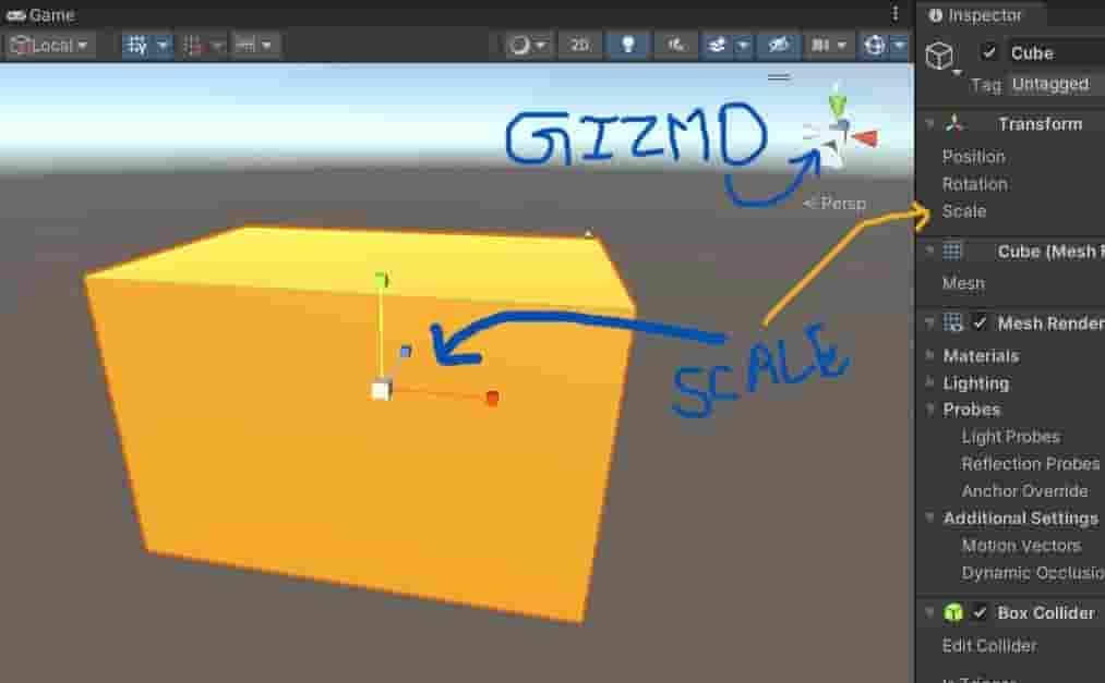 scaling on object in unity image