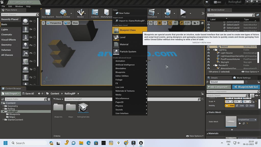 Blueprint class image in Unreal engine