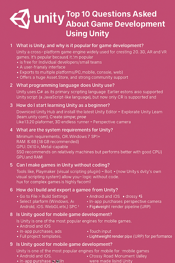 Read more about the article Top 10 most frequently asked questions about game development using Unity